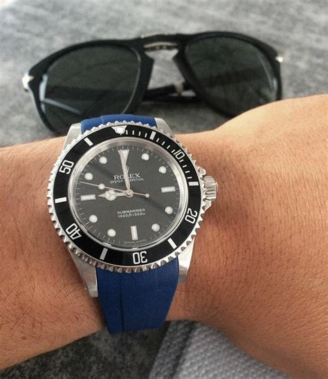 blue suberiner strap rolex|rolex submariner suede strap.